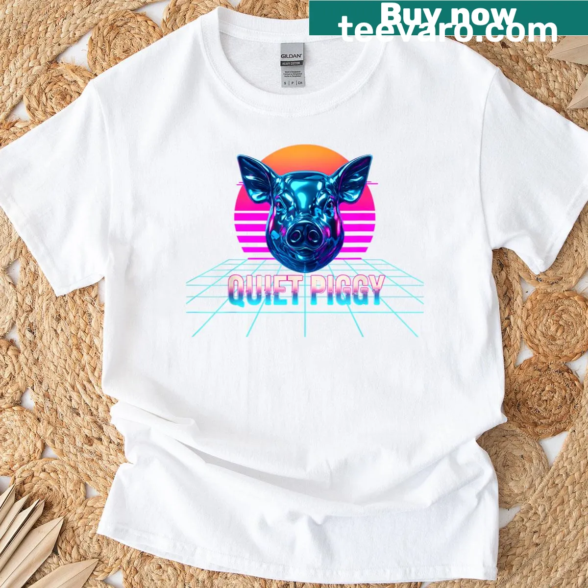 Retro 80s grid art design on a vaporwave T-shirt — on a men's t-shirt