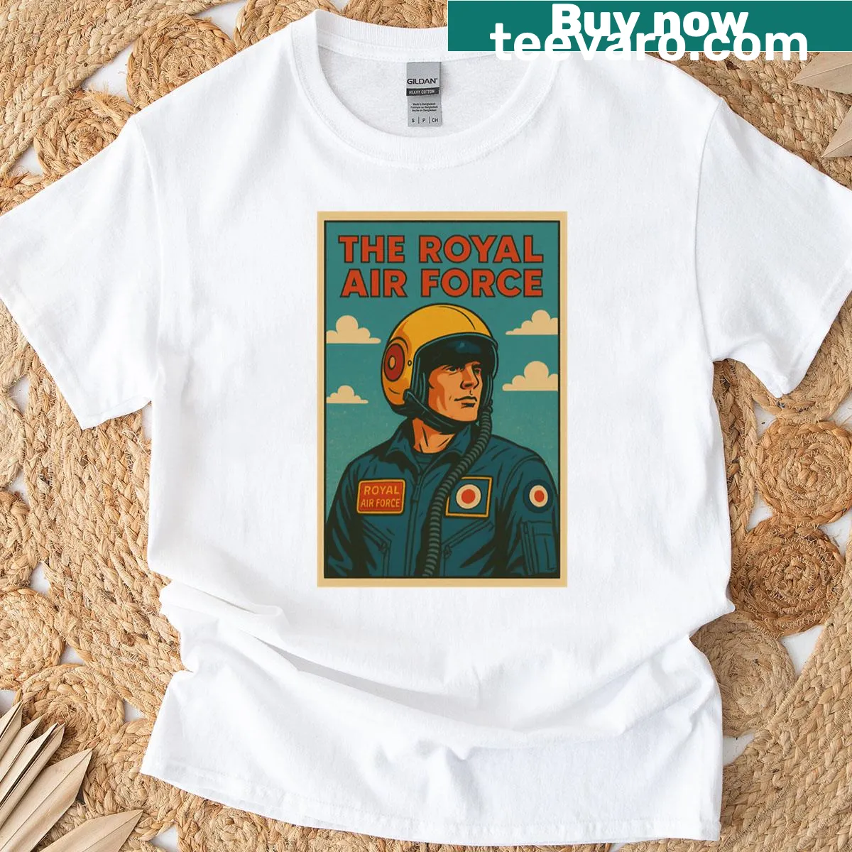 Vintage aviator-style graphic inspired by the Royal Air Force — on a men's t-shirt