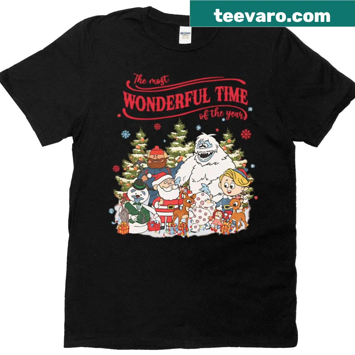 Vintage t-shirt featuring Rudolph and friends Christmas design — on a men's t-shirt