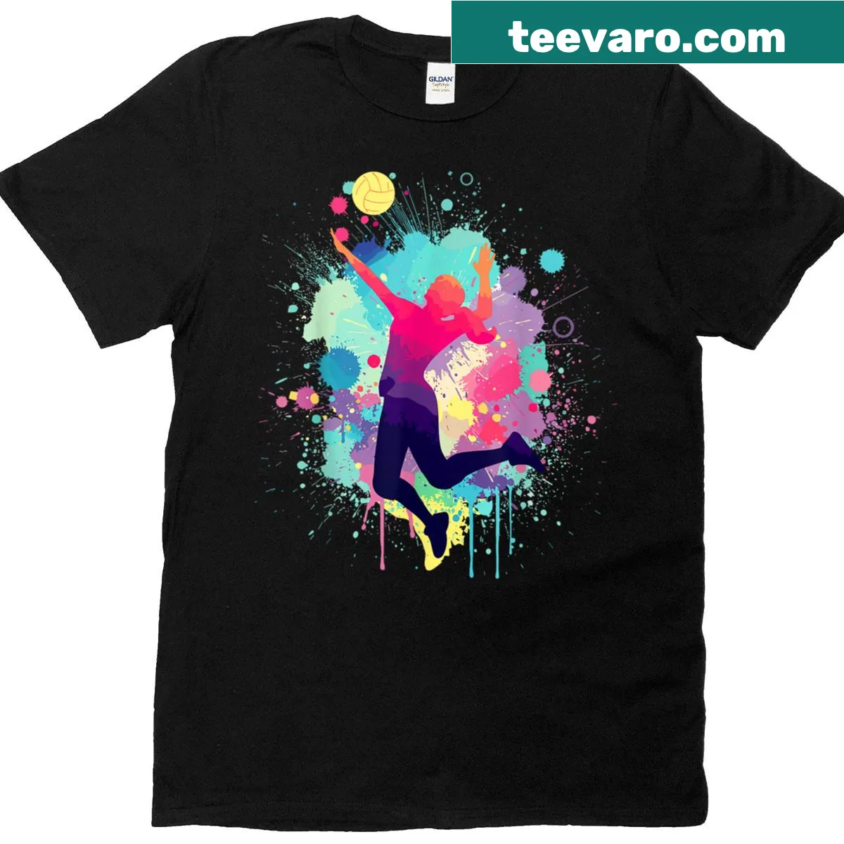 Graphic T-shirt featuring volleyball design for girls — on a men's t-shirt