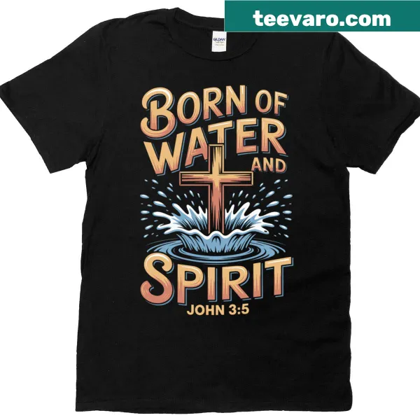 Illustration of Jesus depicting water baptism on a T-shirt