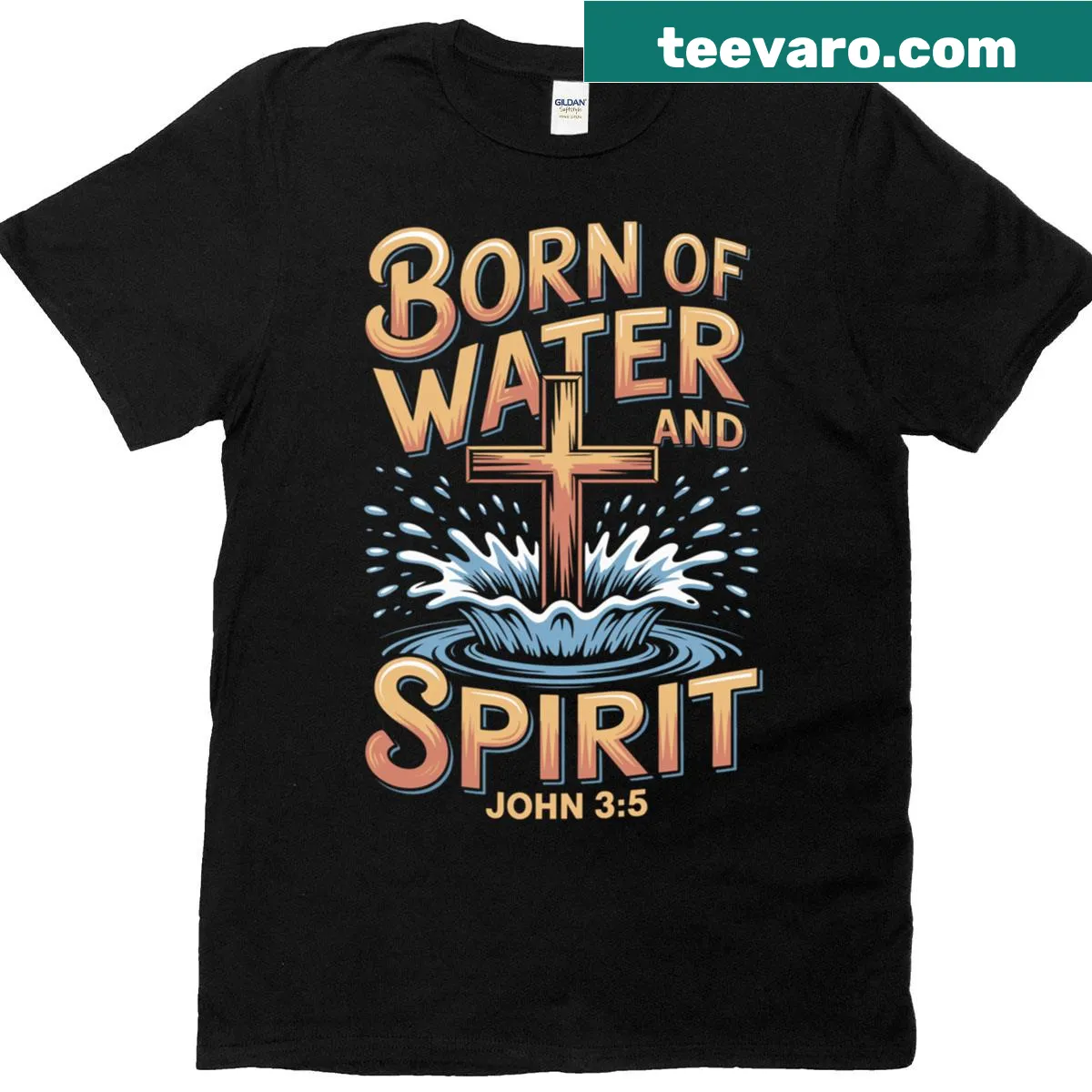 Illustration of Jesus depicting water baptism on a T-shirt — on a men's t-shirt