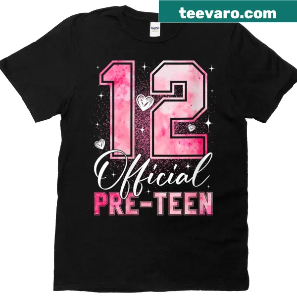 T-shirt celebrating 12th birthday for girls with '12 Years Old' text