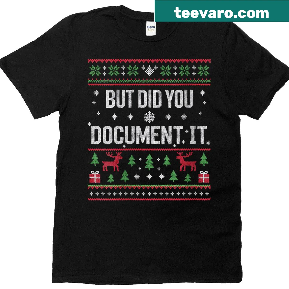 Vintage-style Christmas T-shirt with humorous slogan about documenting — on a men's t-shirt