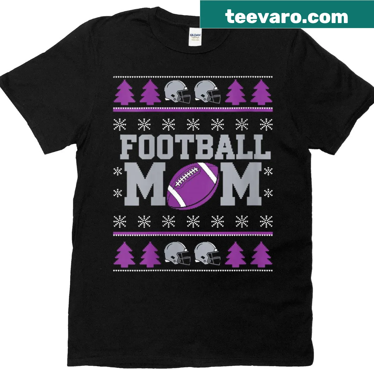 Funny Christmas T-shirt for football moms with festive graphics — on a men's t-shirt