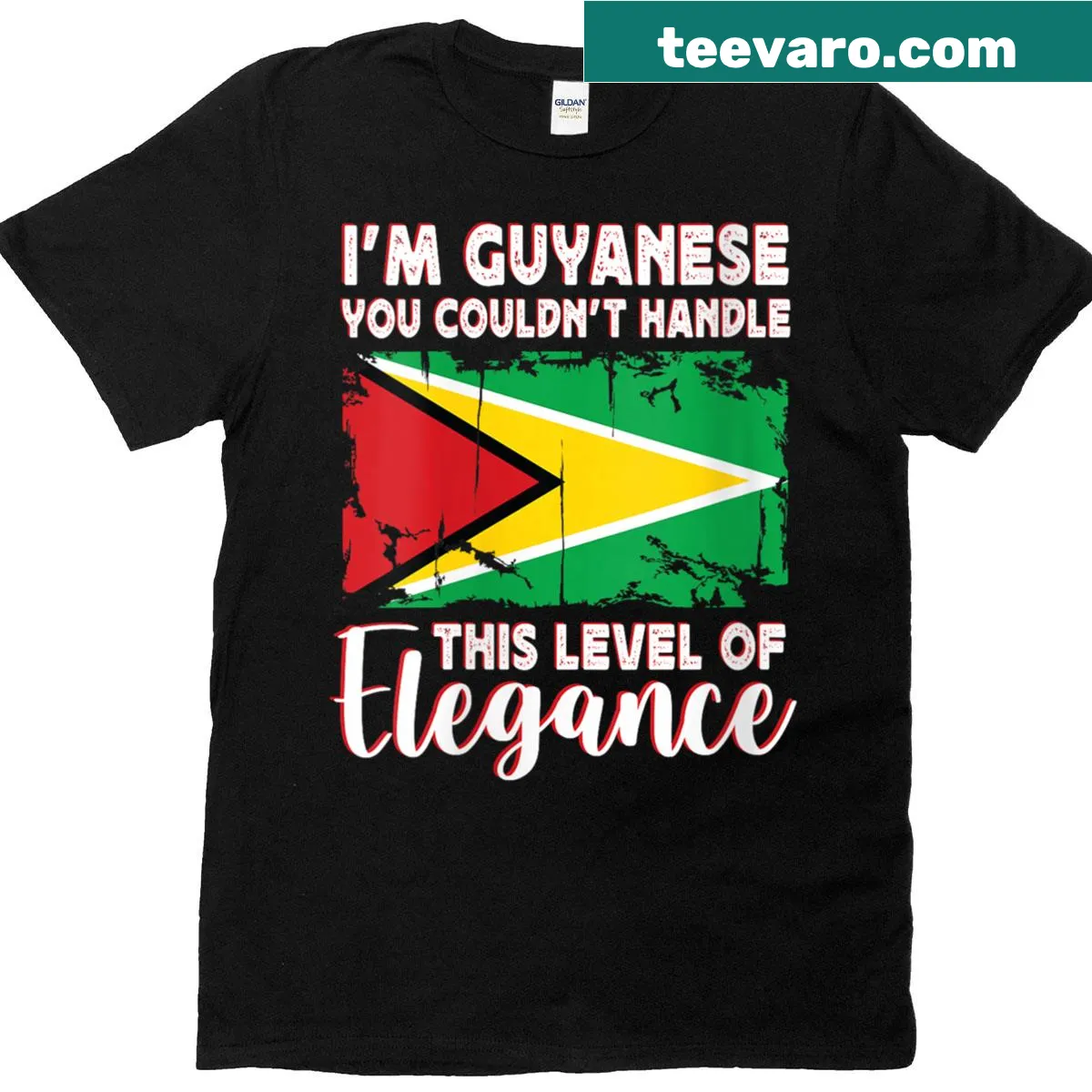 Elegant T-shirt featuring the Guyana flag for proud wearers — on a men's t-shirt