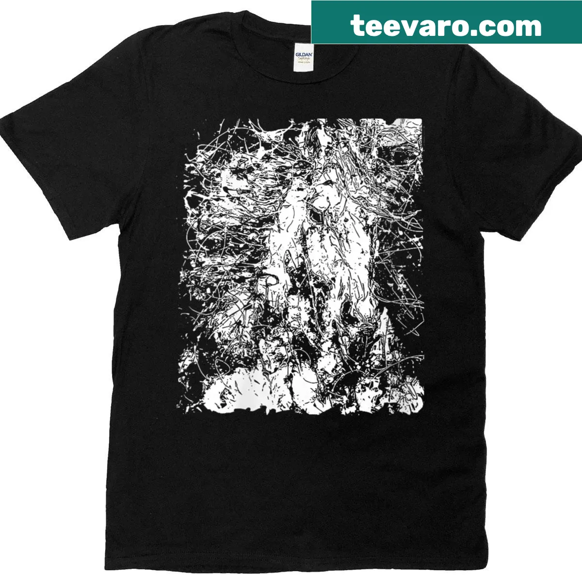 Illustration of a horse in a storm on a women's t-shirt — on a men's t-shirt