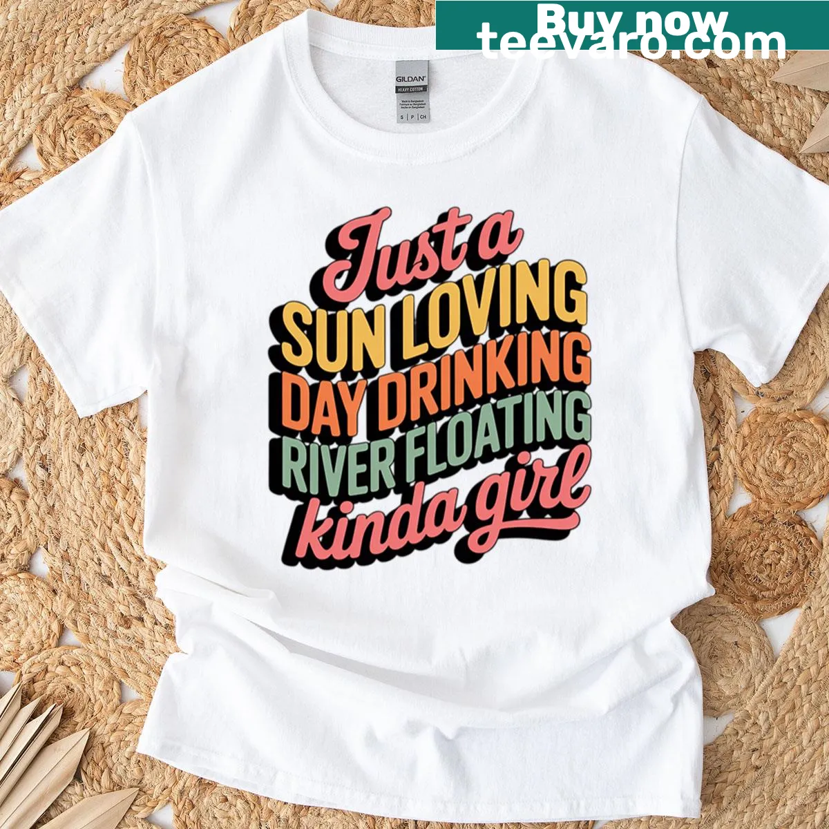 Sun-loving day drinking T-shirt for women with playful graphic — on a men's t-shirt