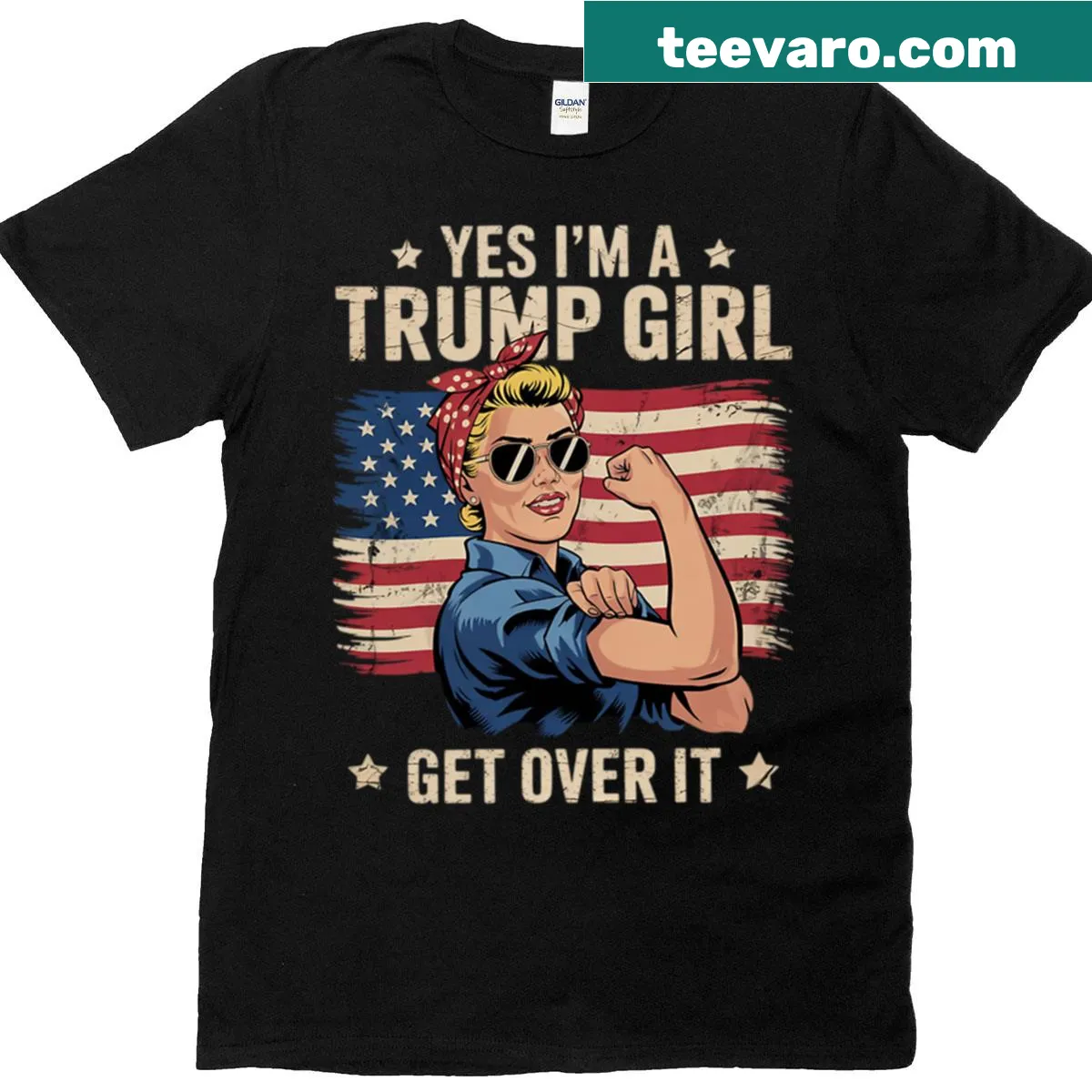Patriotic t-shirt declaring support for Trump with US flag — on a men's t-shirt