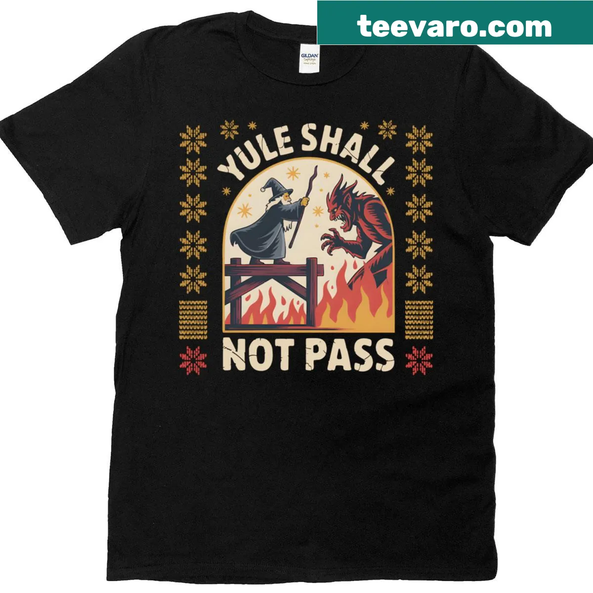 Krampus graphic with a pun in a funny holiday design — on a men's t-shirt