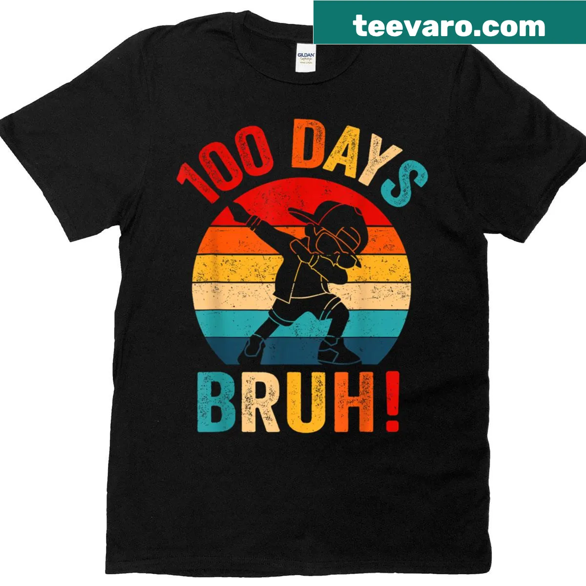 Retro T-shirt with a dabbing boy celebrating 100 days of school — on a men's t-shirt