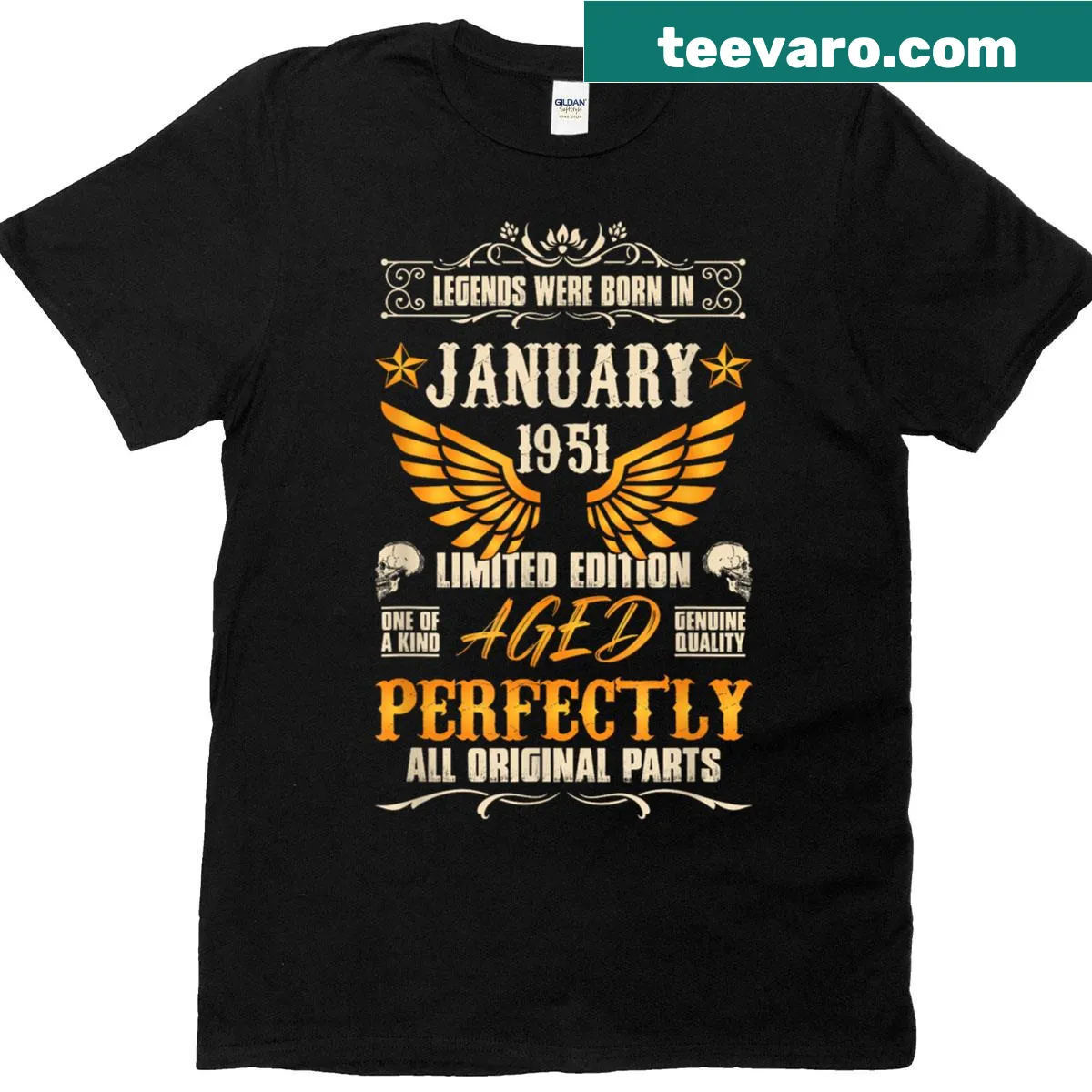 Vintage-style T-shirt celebrating 75 years for those born in 1951 — on a men's t-shirt