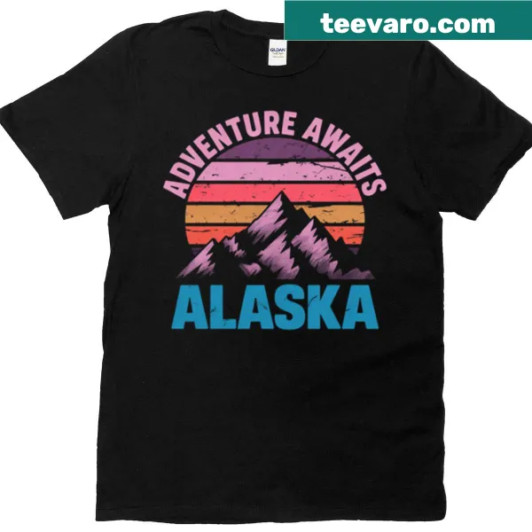 Illustrated T-shirt showcasing the Alaska mountains and wilderness theme