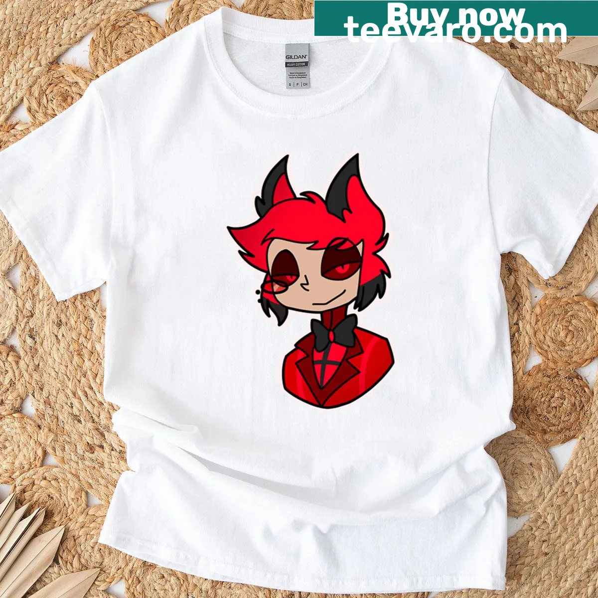 Chibi Alastor from Hazbin Hotel on a t-shirt — on a men's t-shirt