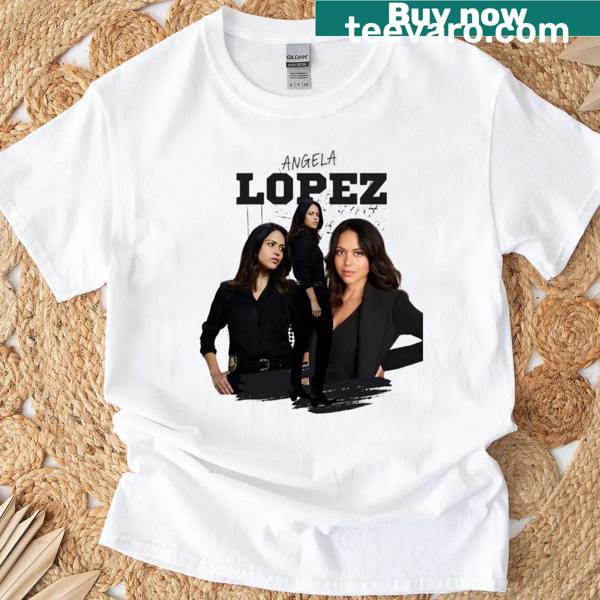T-shirt featuring Angela Lopez from The Rookie in bold typography — on a men's t-shirt