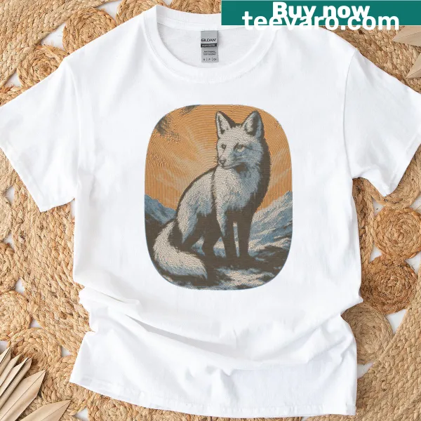 Cartoon Christmas dog barking around a decorated tree on T-shirt