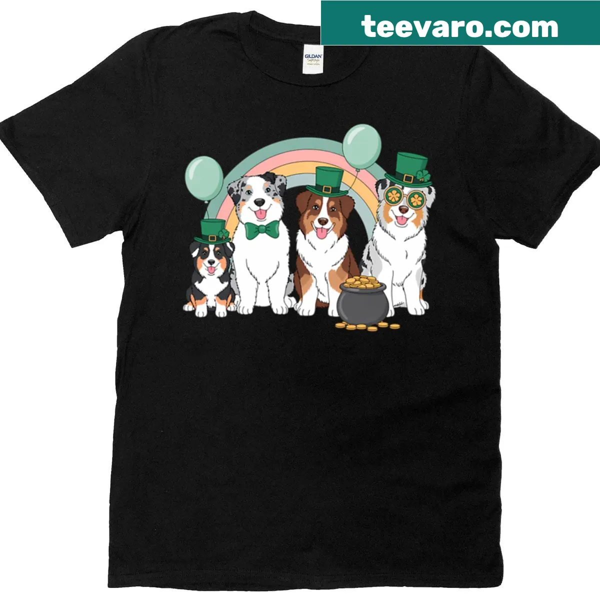 St. Patrick's Day t-shirt featuring an Australian Shepherd — on a men's t-shirt