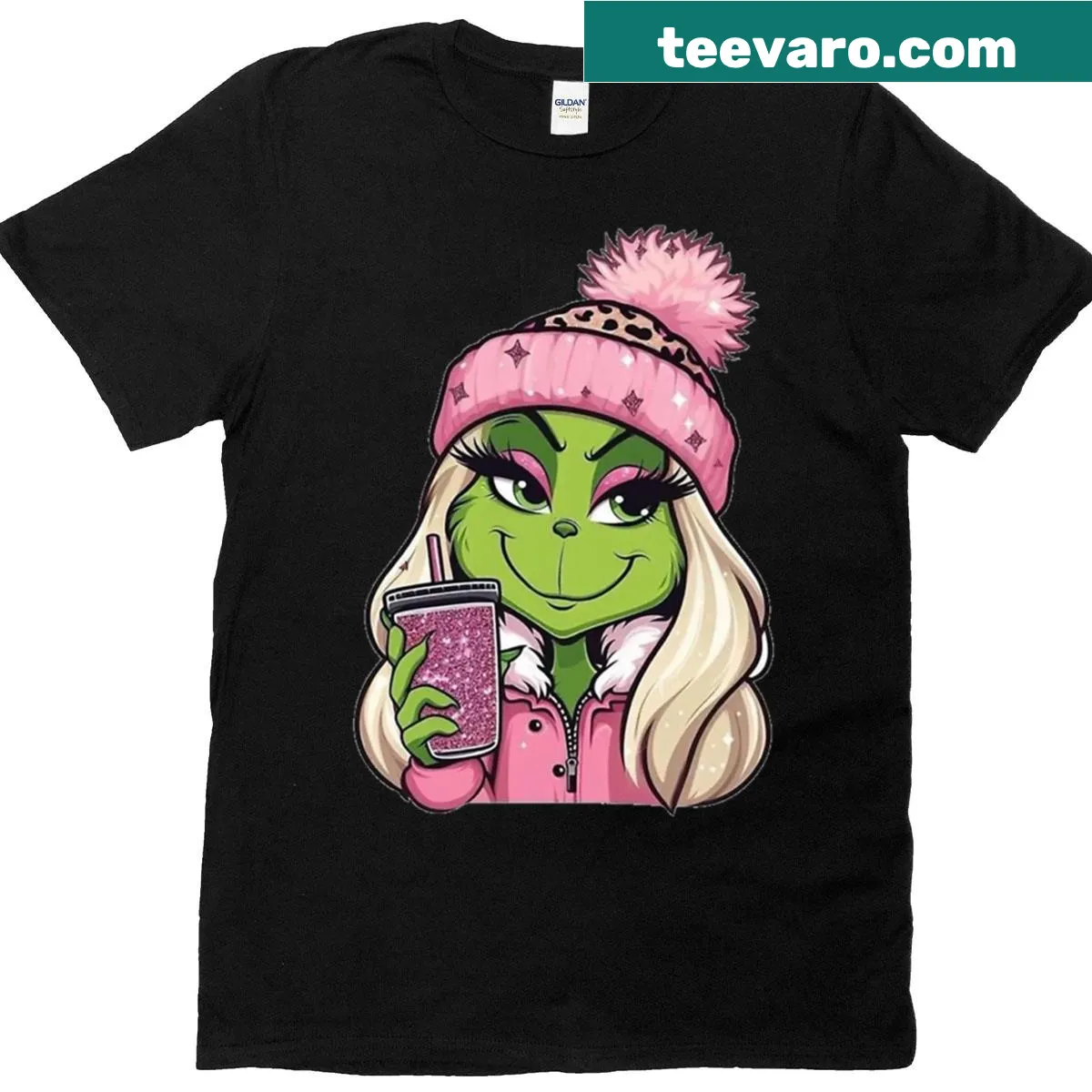 Oversized vintage-style t-shirt featuring a playful Miss Grinch graphic — on a men's t-shirt