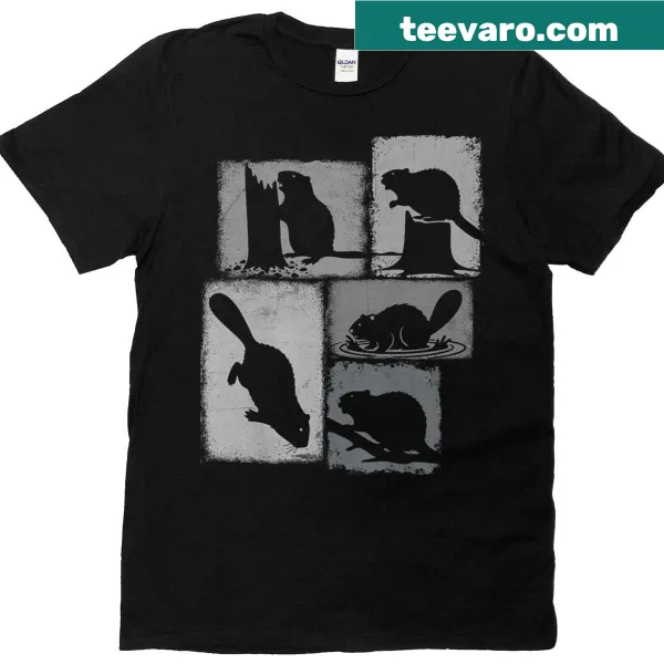 Vintage-style beaver collage on T-shirt celebrating nature