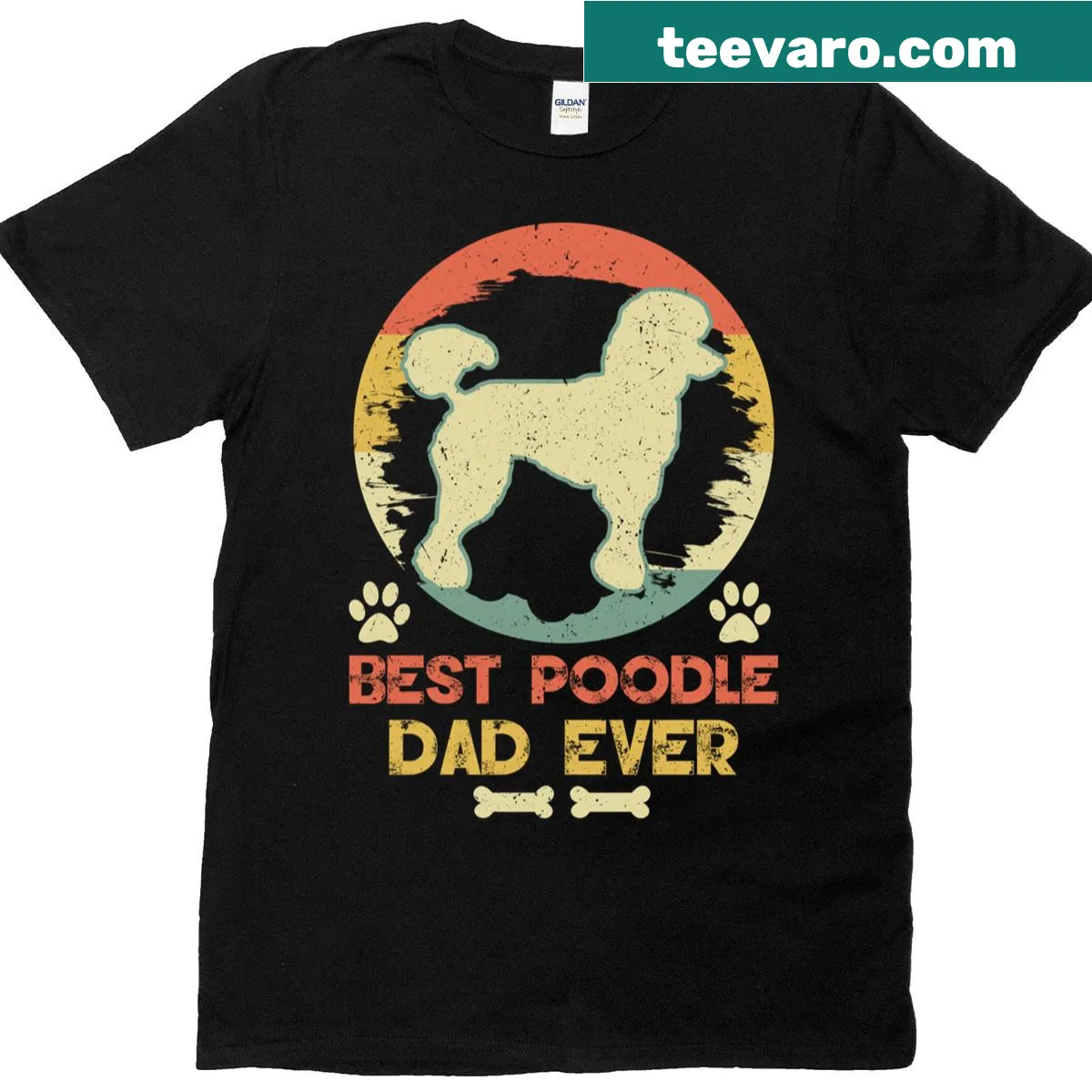 Vintage-style t-shirt celebrating the Best Poodle Dad Ever. — on a men's t-shirt