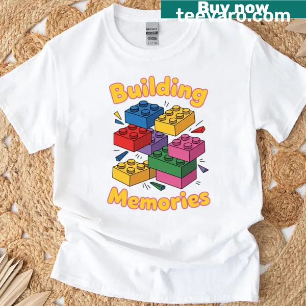 Building blocks graphic design celebrating family memories for T-shirt
