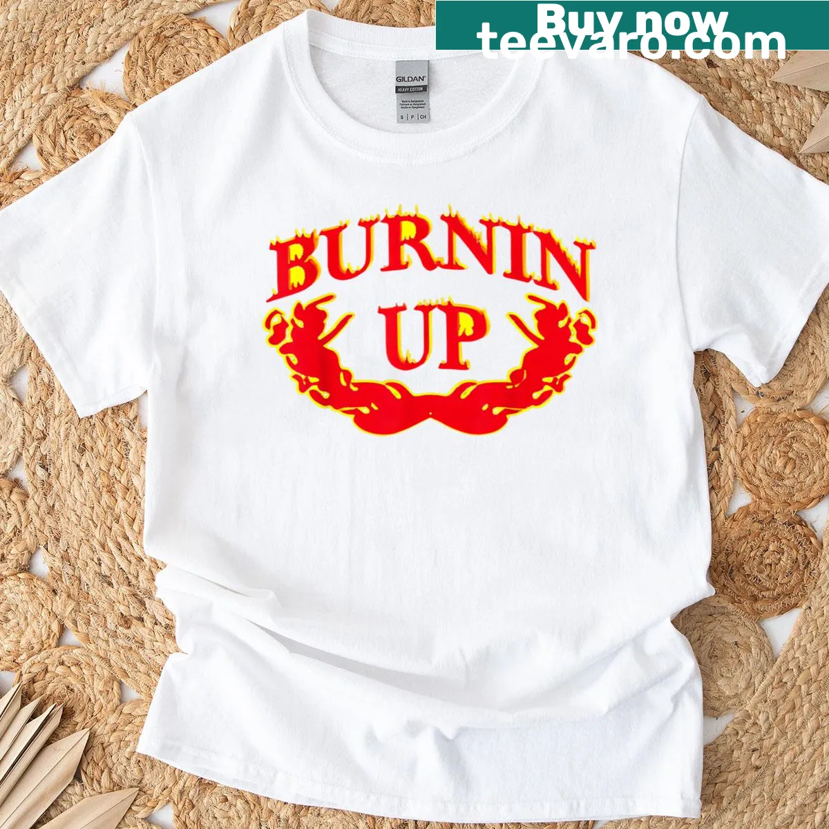 Vintage flames graphic on a t-shirt — on a men's t-shirt