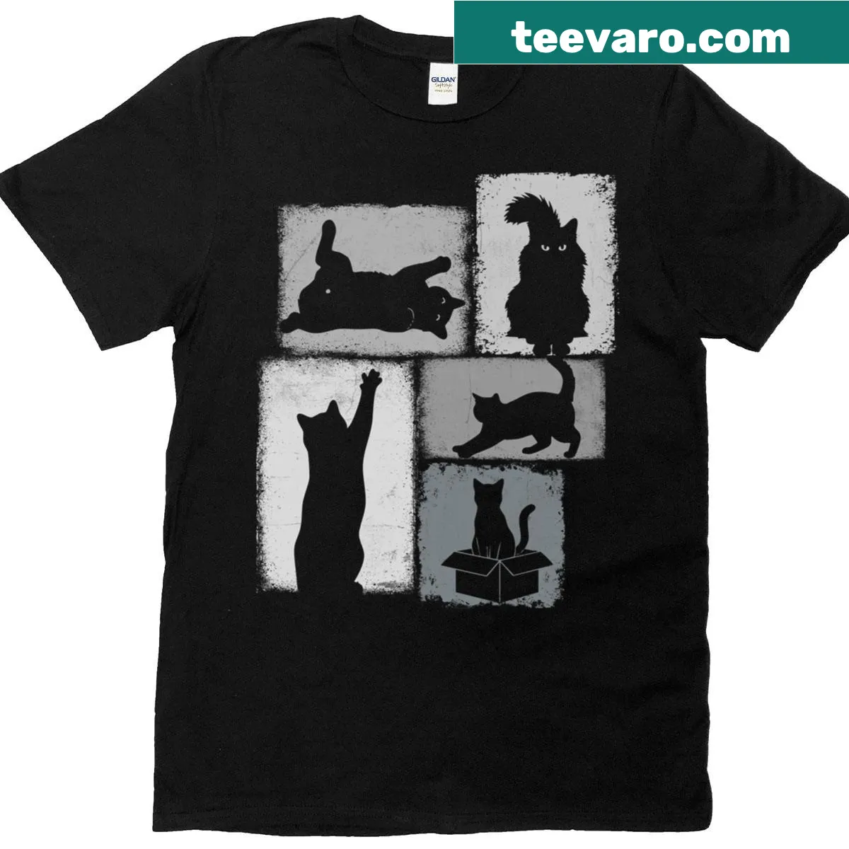 Vintage collage graphic for cat owners on a casual t-shirt — on a men's t-shirt