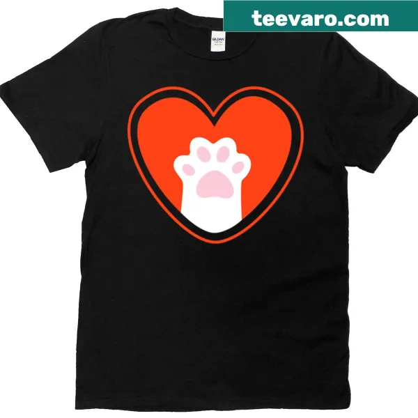 Cute T-shirt with cat paw heart design for pet lovers