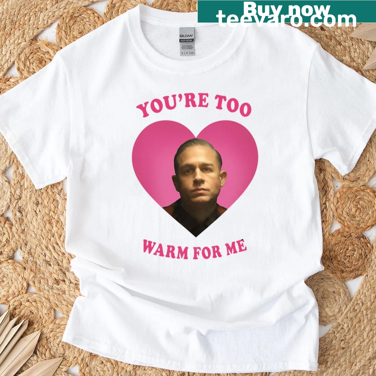 Vintage graphic t-shirt featuring Charlie Hunnam and Ed Gein — on a men's t-shirt