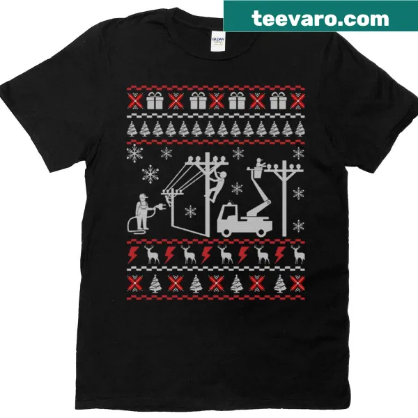 Funny Lineman Christmas t-shirt with humorous holiday graphics