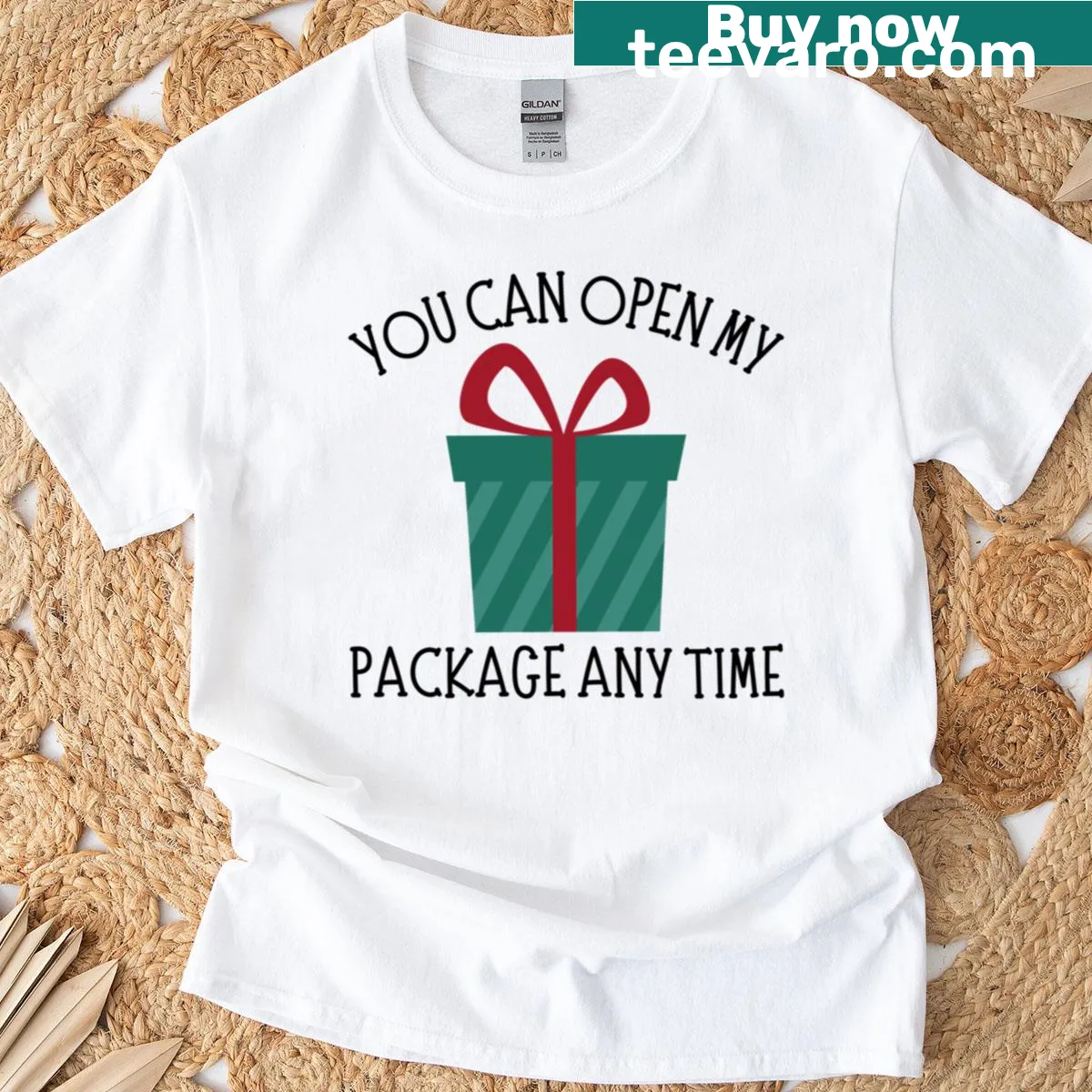Rude Christmas humor text graphic T-shirt — on a men's t-shirt