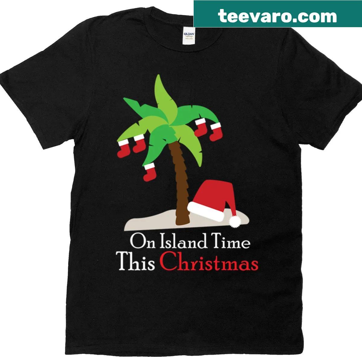 Vintage-style Christmas Island t-shirt with festive design — on a men's t-shirt