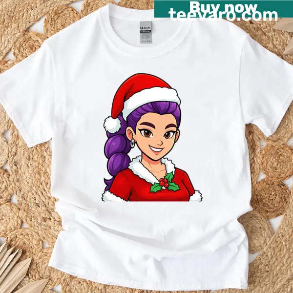 K-pop idol Christmas T-shirt featuring a festive design with a braid