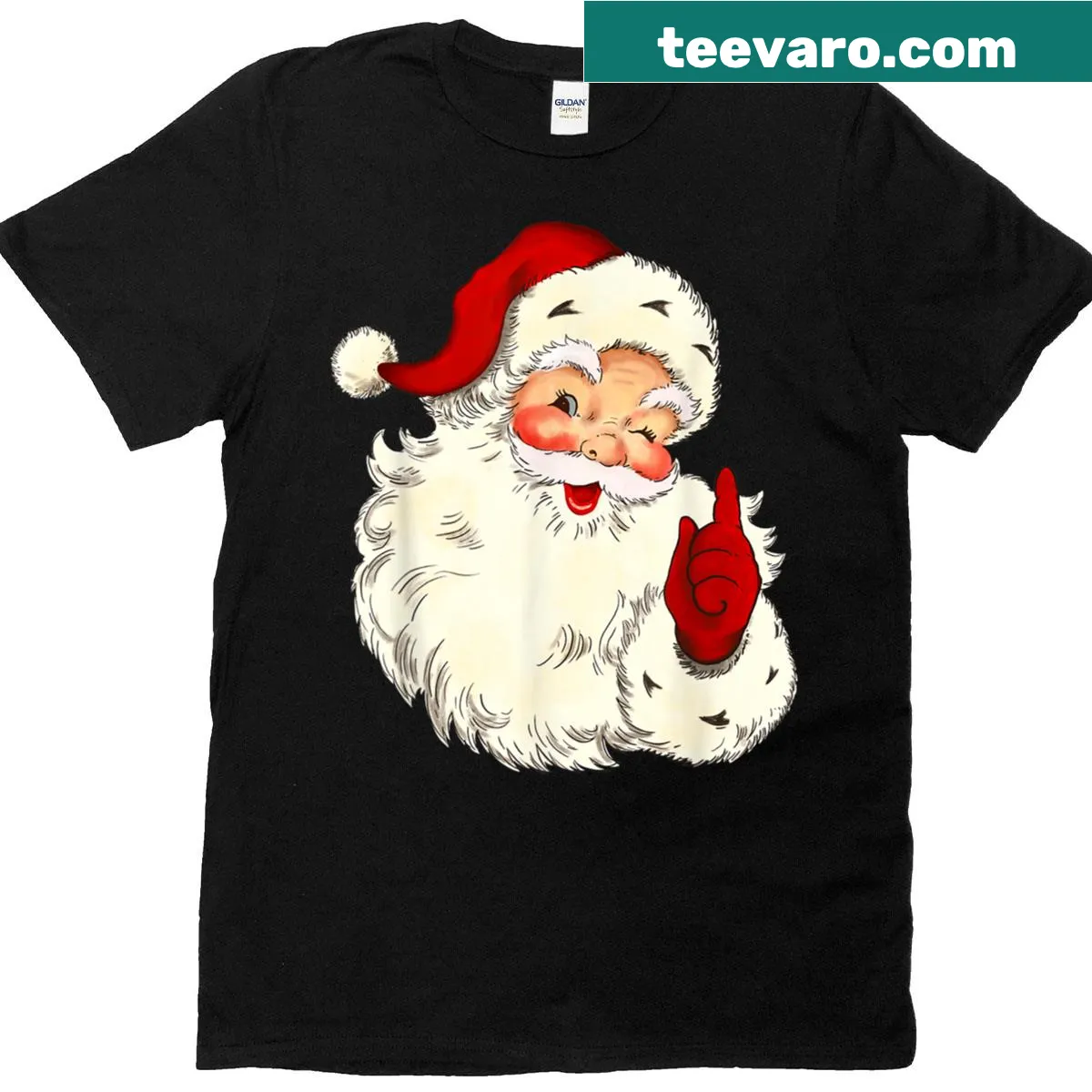 Vintage Santa Claus face graphic t-shirt for Christmas — on a men's t-shirt