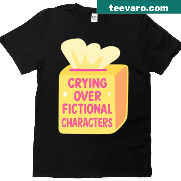 Yellow tissue boxes design with text about crying over fictional characters