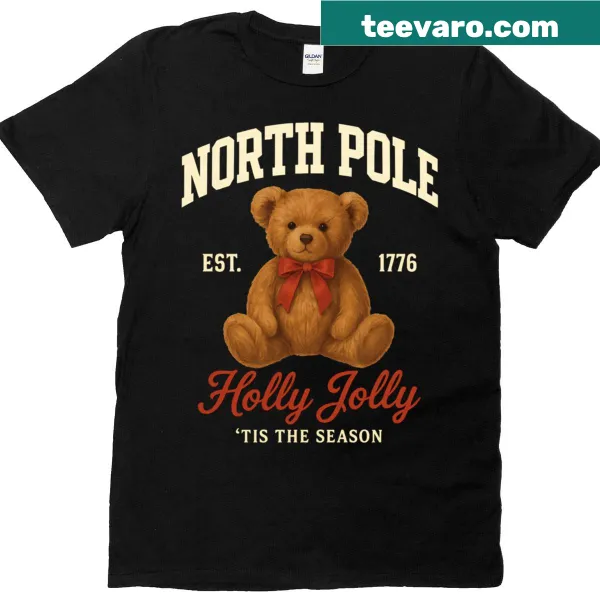 Teddy bear in collegiate style for a festive North Pole theme