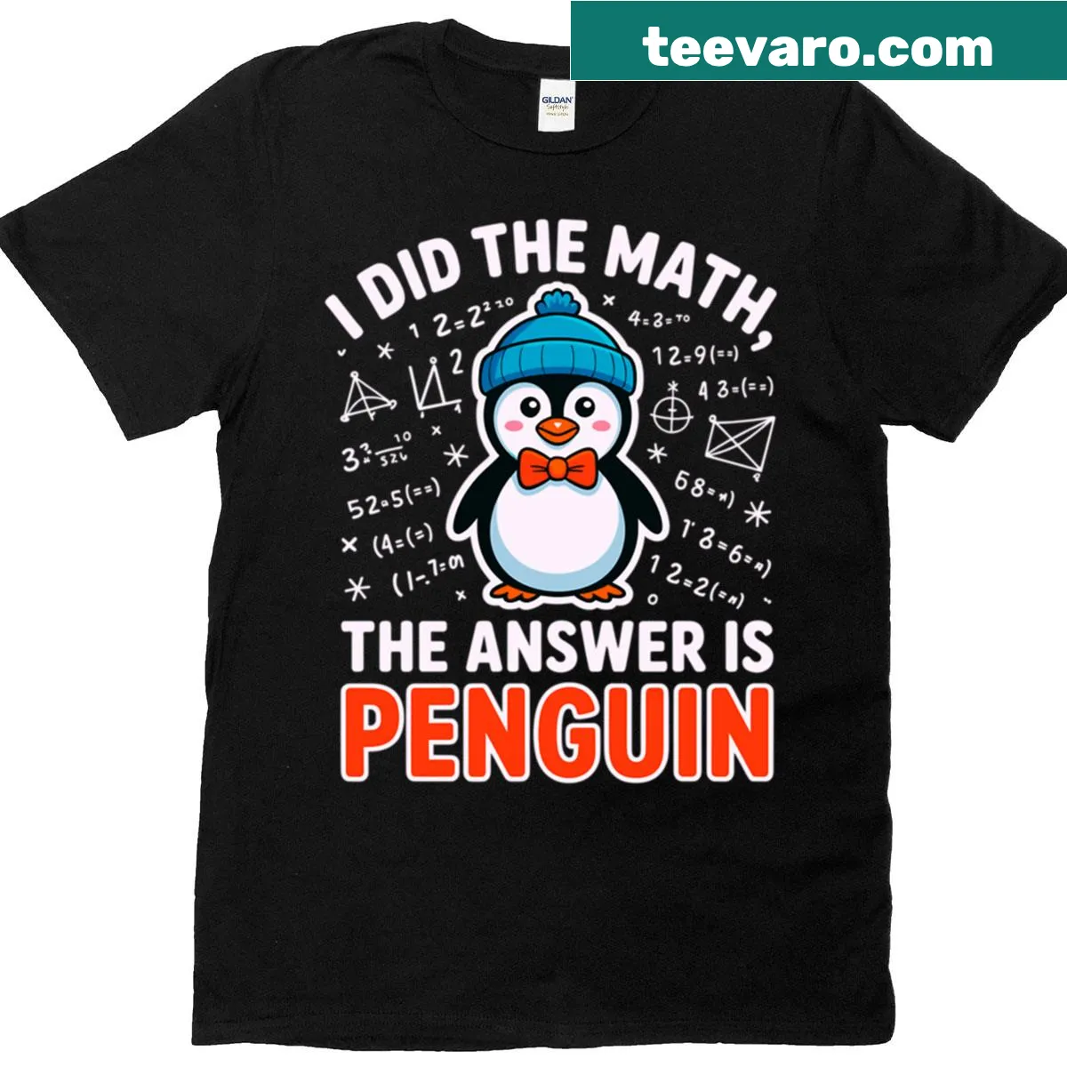 Cute penguin cartoon with a math joke design T-shirt — on a men's t-shirt