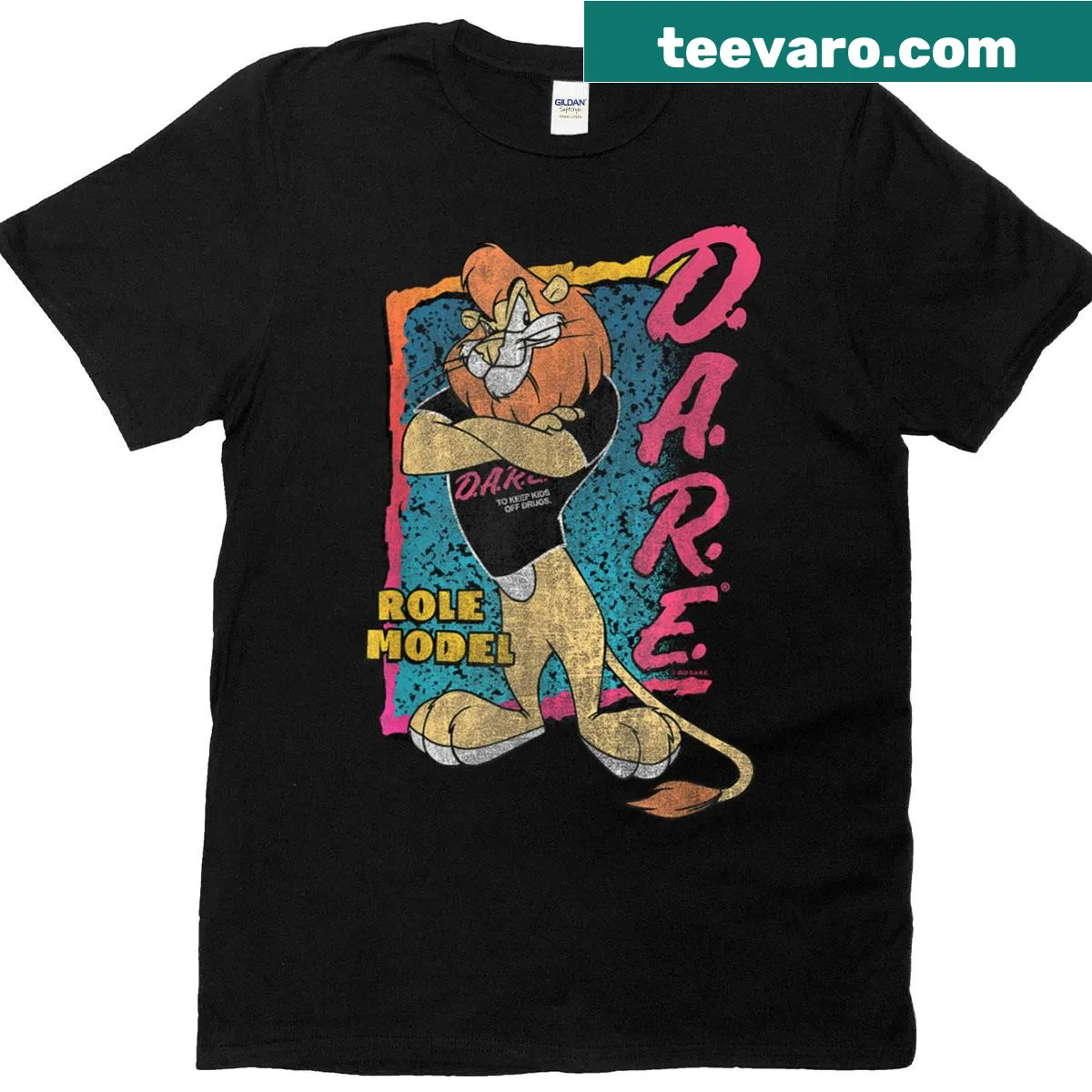 90's retro Daren the Lion graphic promoting courage — on a men's t-shirt