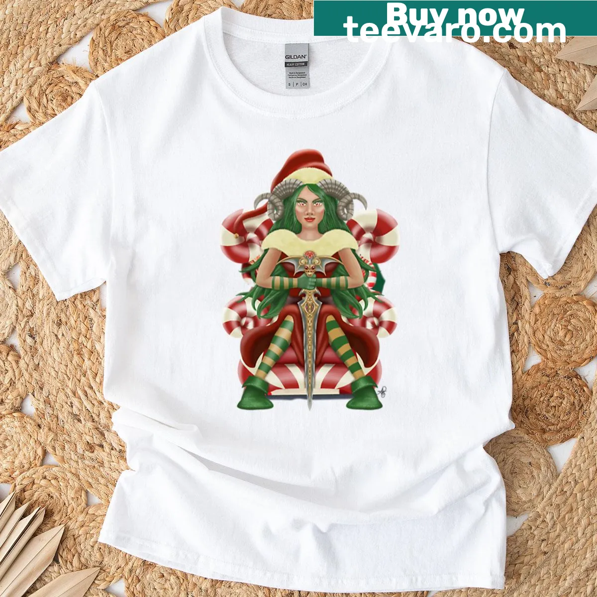 Daughter of Krampus graphic oversized T-shirt — on a men's t-shirt