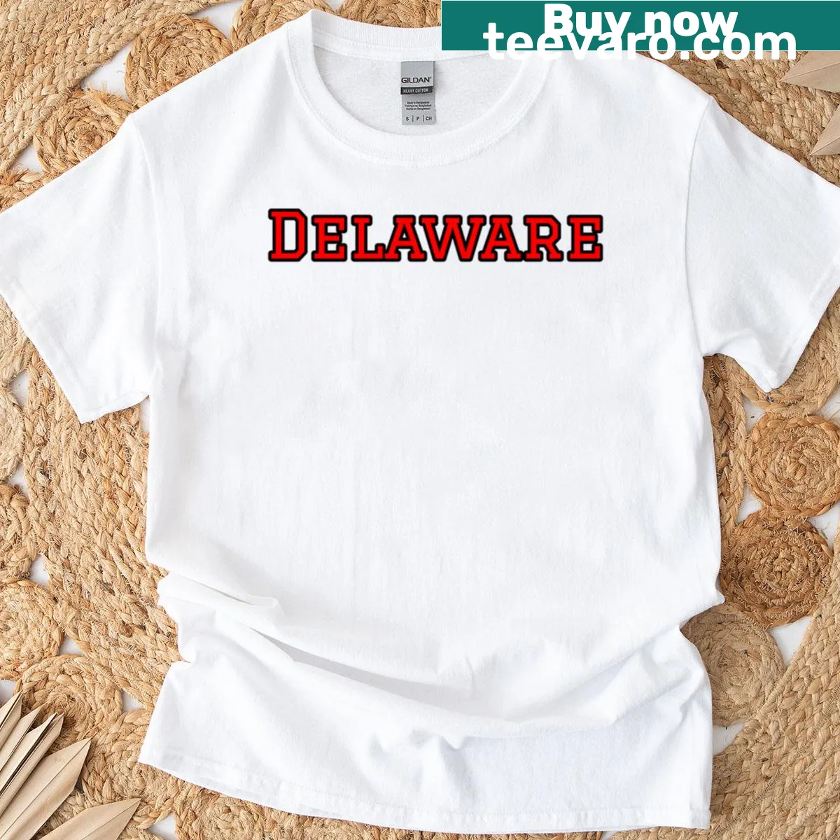 Stylish typography T-shirt celebrating Delaware's status as 'First State.' — on a men's t-shirt