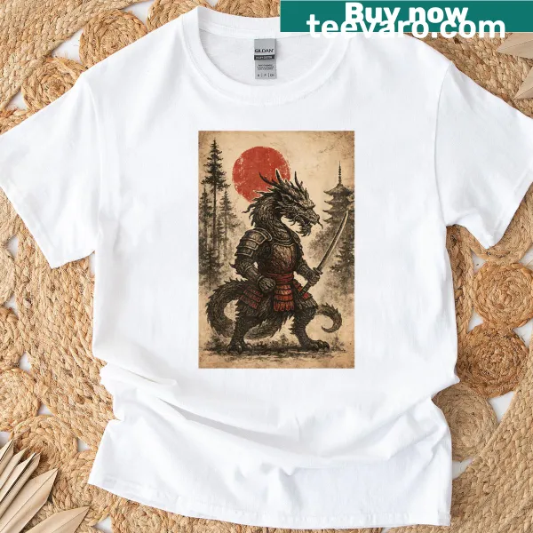 Dragon samurai warrior t-shirt inspired by Ukiyo-e art