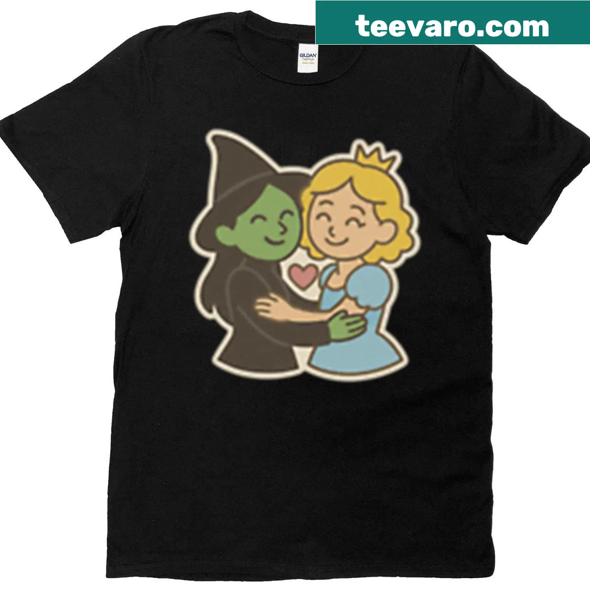 Illustration of Elphaba and Glinda representing love on a T-shirt — on a men's t-shirt