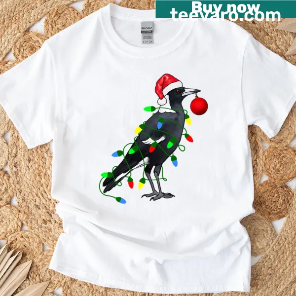 Festive magpie illustration T-shirt for nature lovers