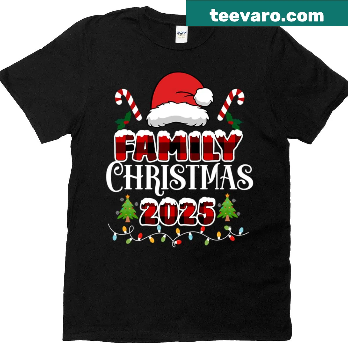 Illustrative T-shirt celebrating family Christmas memories — on a men's t-shirt