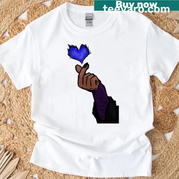 Abstract typography T-shirt featuring a fiery heart design