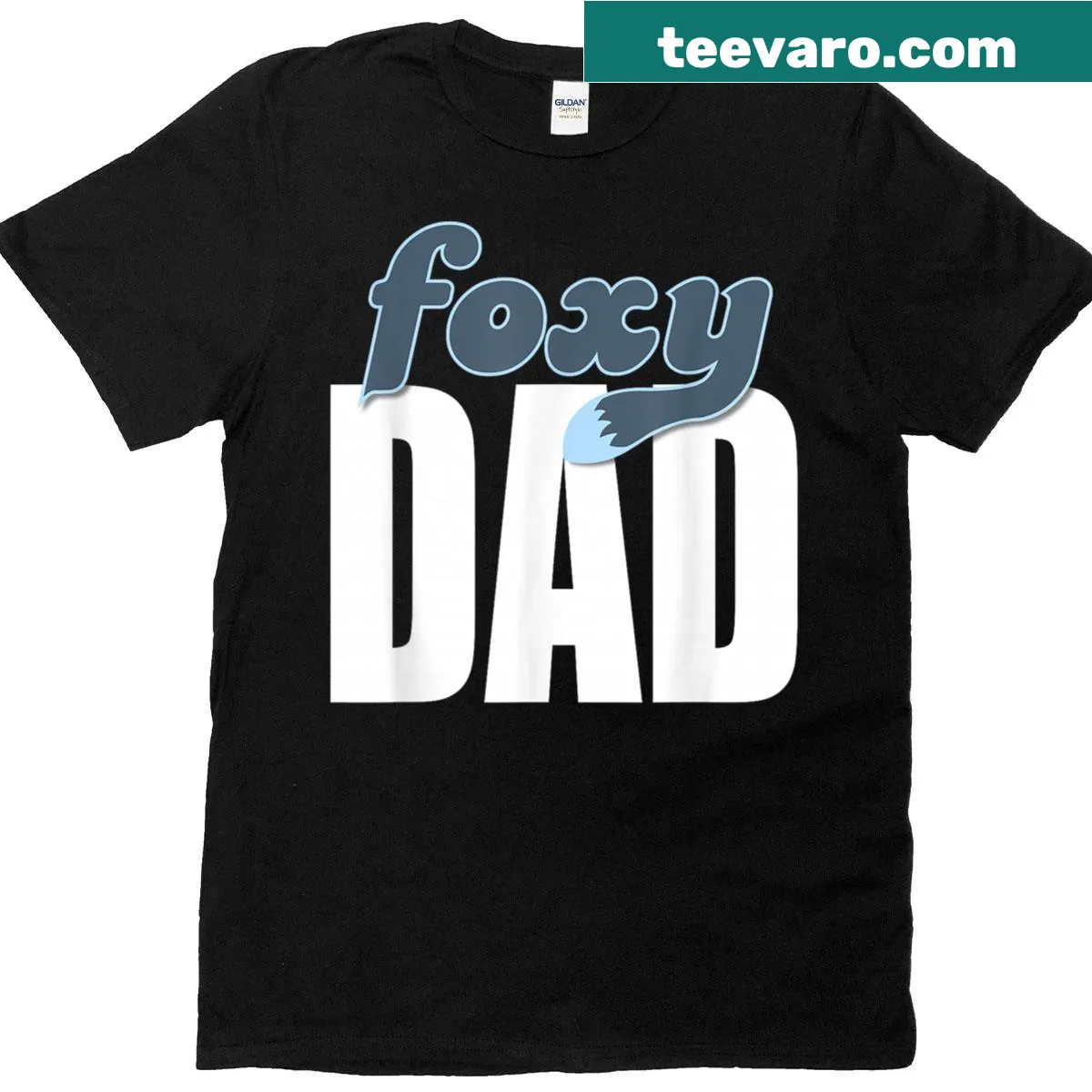 Vintage style T-shirt featuring a cartoon fox and text 'Foxy Dad' — on a men's t-shirt