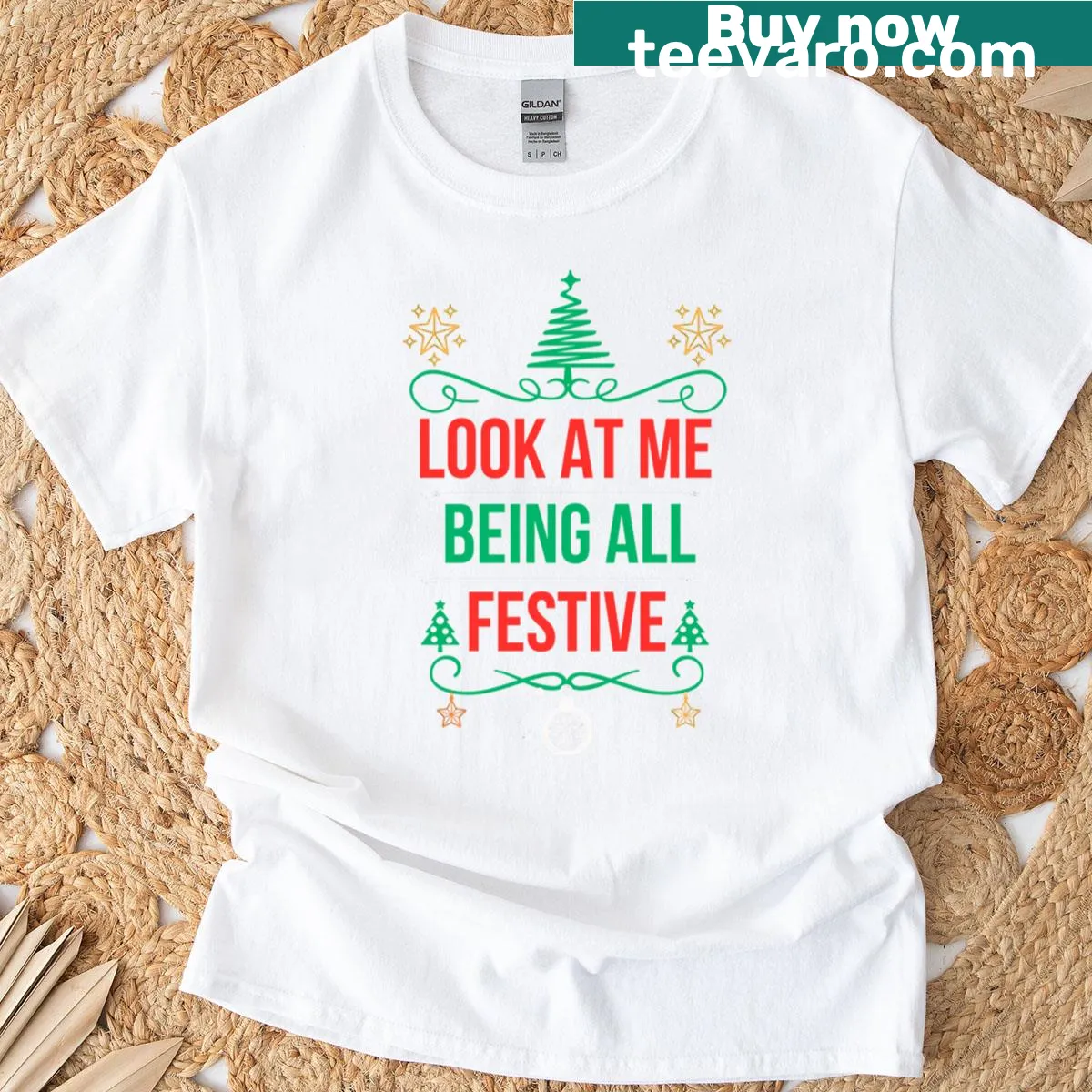 Vintage Christmas T-shirt with playful humorous text — on a men's t-shirt