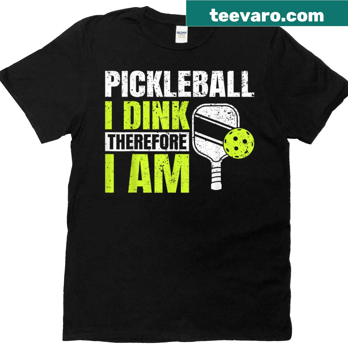 Funny pickleball-themed t-shirt with clever text design — on a men's t-shirt