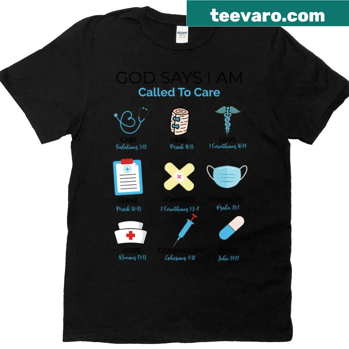 Inspirational nurse shirt with the phrase God Says I Am Called To Care — on a men's t-shirt