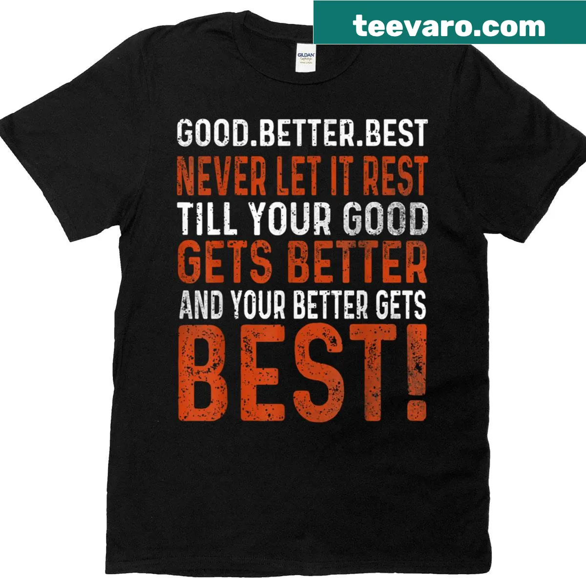 Inspirational T-shirt with motivational phrase about improvement — on a men's t-shirt